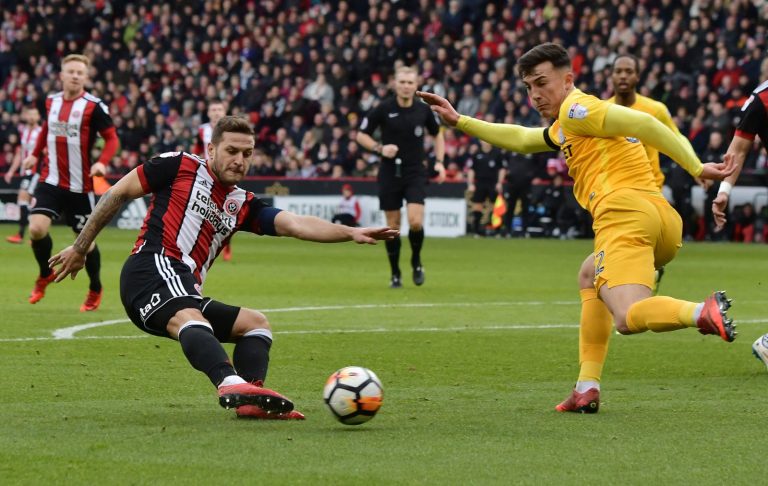 Billy Sharp shoots for Sheffield United