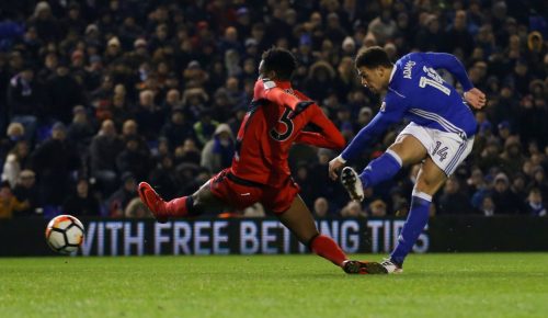 Che Adams playing for Birmingham City vs Huddersfield Town
