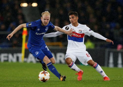 Davy Klaassen playing for Everton vs Lyon