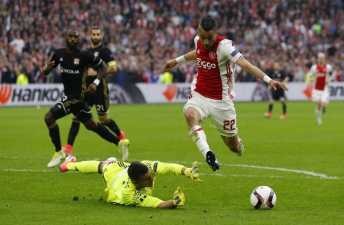 Hakim Ziyech playing for Ajax vs Lyon