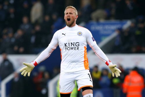 Kasper Schmeichel celebrating for Leicester City