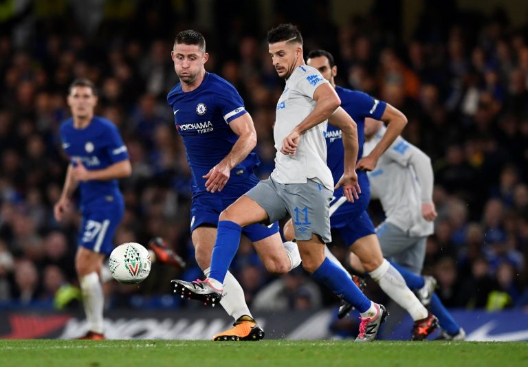 Kevin Mirallas playing for Everton vs Chelsea