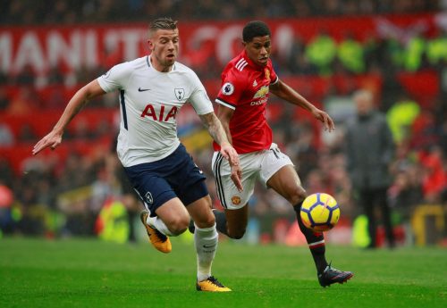 Toby Alderweireld playing for Manchester United vs Tottenham Hotspur
