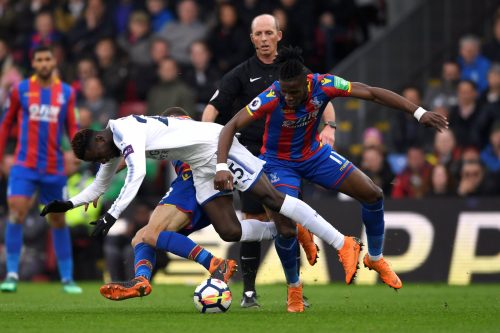 Wilfried Zaha being monitored by Monaco