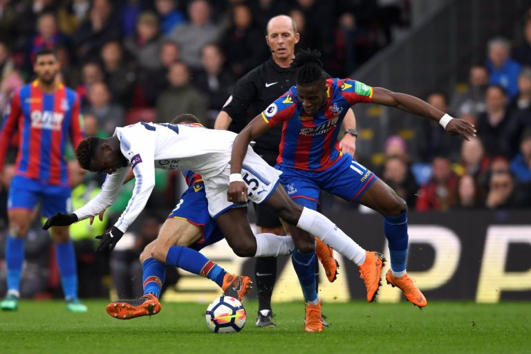 Wilfried Zaha being monitored by Monaco
