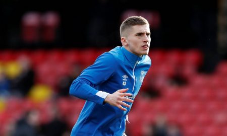 Everton's Jonjoe Kenny during the warm up before the match