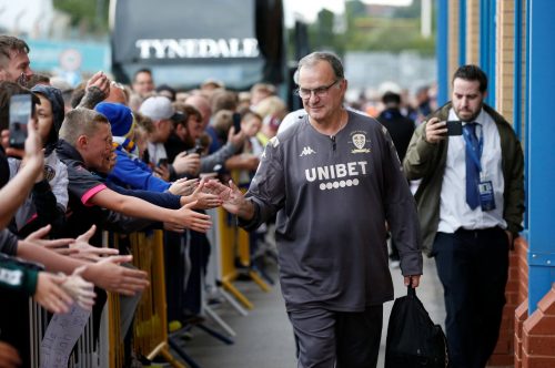 Leeds United manager Marcelo Bielsa outside the stadium before the Brentford match