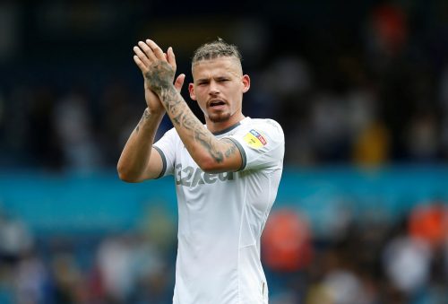 Leeds United's Kalvin Phillips applauds fans after the Nottingham Forest match, August 2019