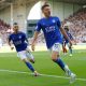 Leicester City's Harvey Barnes celebrates scoring their second goal v Sheff U (August 2019)