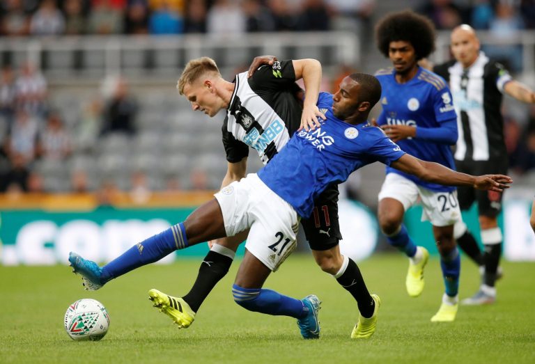 Leicester City's Ricardo Pereira in action with Newcastle United's Matt Ritchie