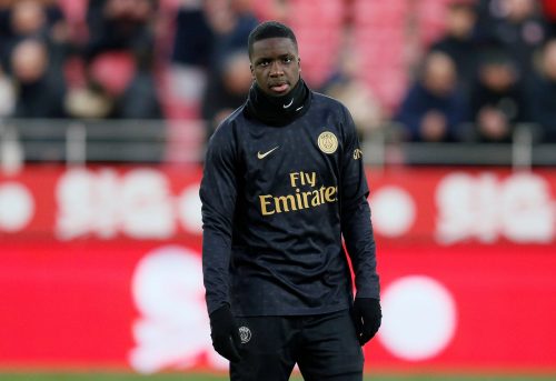 Paris St Germain's Stanley Nsoki during the warm up