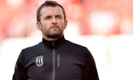 Stoke City manager Nathan Jones after the Leeds Championship match, August 2019
