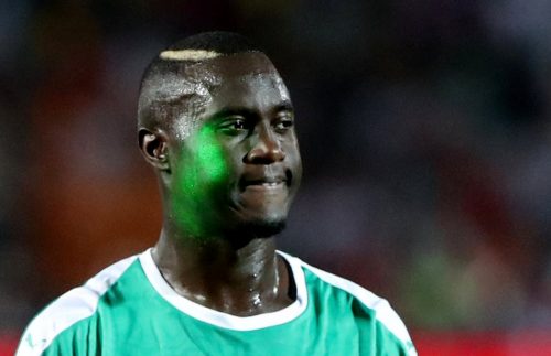 A laser pointer is shone in the face of Senegal's Henri Saivet during the Africa Cup of Nations 2019 Final v Algeria - August 2019