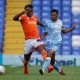 Blackpool's Armand Gnanduillet in action with Coventry City's Sam McCallum