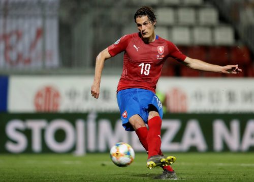 Czech Republic's Patrik Schick scores their third goal v Montenegro from the penalty spot, June 2019