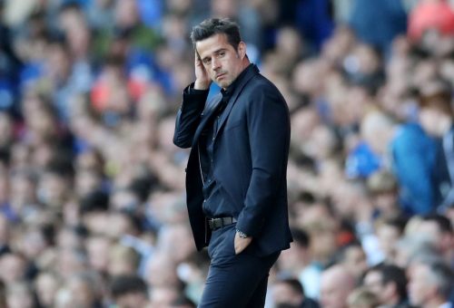 Everton manager Marco Silva looks on v Sheffield United