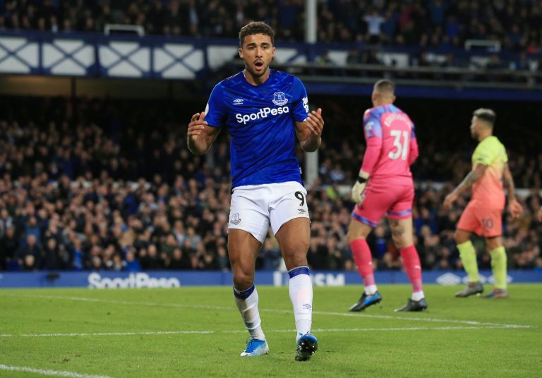 Everton's Dominic Calvert-Lewin reacts after missing a chance to score v Manchester City