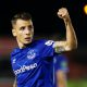 Everton's Lucas Digne celebrates scoring their first goal - Carabao Cup Second Round v Lincoln City
