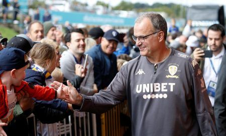 Leeds United manager Marcelo Bielsa arrives at the stadium