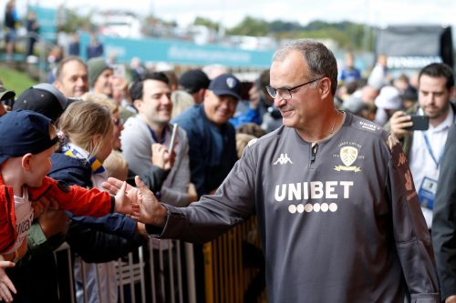 Leeds United manager Marcelo Bielsa arrives at the stadium