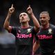 Leeds United's Pablo Hernandez celebrates scoring their first goal v Bristol City, August 2019