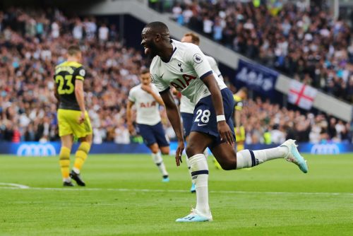 Ndombele Tottenham Hotspur's Tanguy Ndombele celebrates scoring their first goal v Southampton