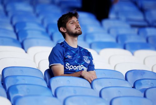 An Everton fan looks dejected after the Sheffield United match