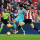 Atletico Madrid's Diego Costa in action with Athletic Bilbao's Unai Nunez