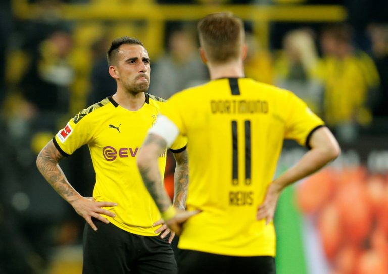 Borussia Dortmund's Paco Alcacer reacts after the Werder Bremen match