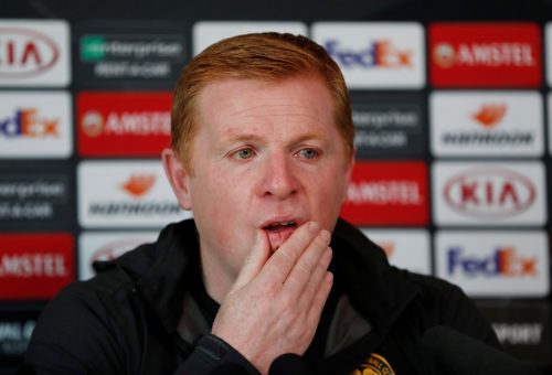 Celtic manager Neil Lennon during the press conference ahead of Europa League clash with CFR Cluj