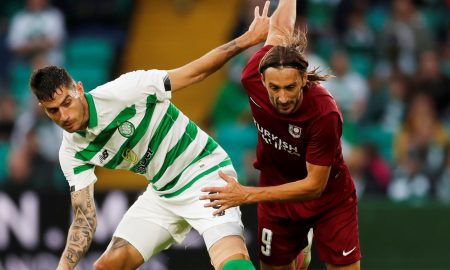Celtic's Nir Bitton in action with FK Sarajevo's Mersudin Ahmetovic