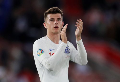 Chelsea's Mason Mount applauds the England fans after the Kosovo Euro 2020 qualifier, Sep 2019