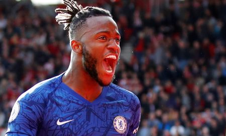 Chelsea's Michy Batshuayi celebrates scoring their fourth goal v Southampton, Oct 2019