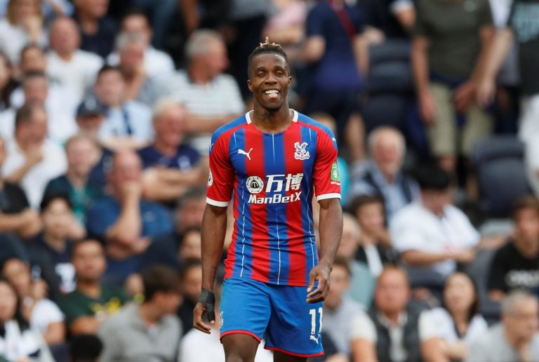 Crystal Palace's Wilfried Zaha reacts v Tottenham Hotspur