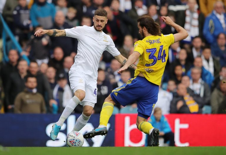 Leeds United's Mateusz Klich in action with Birmingham City's Ivan Sunjic Action