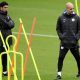 Manchester City manager Pep Guardiola and assistant manager Mikel Arteta during training