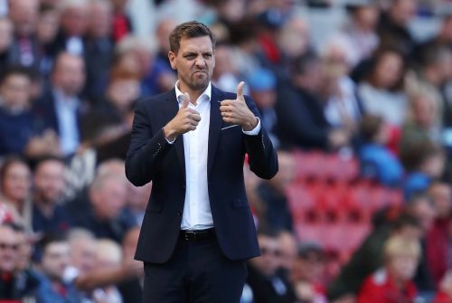Middlesbrough manager Jonathan Woodgate reacts v Reading