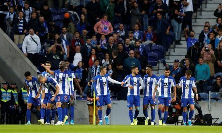 Porto's Luis Diaz celebrates scoring their first goal with team mates - Europa League - Group G - FC Porto v Rangers