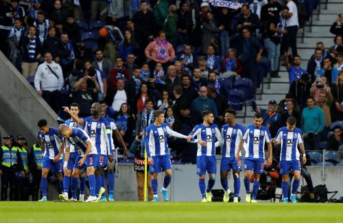 Porto's Luis Diaz celebrates scoring their first goal with team mates - Europa League - Group G - FC Porto v Rangers