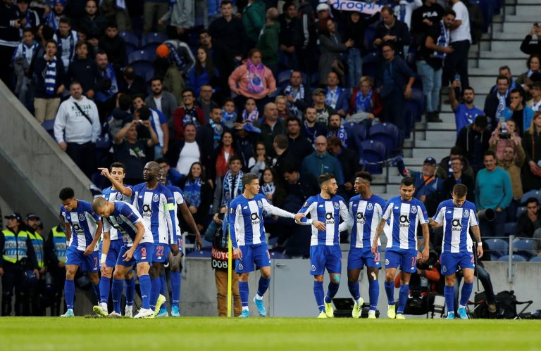 Porto's Luis Diaz celebrates scoring their first goal with team mates - Europa League - Group G - FC Porto v Rangers