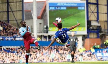 Everton's Theo Walcott in action against West Ham United