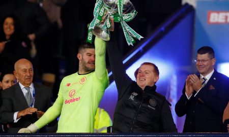 Forster and Lennon celebrate League Cup victory