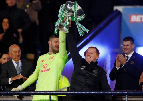 Forster and Lennon celebrate League Cup victory