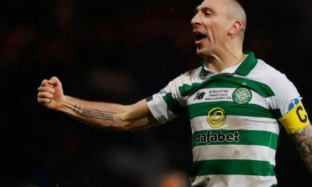 Scott Brown celebrates League Cup final win vs Rangers