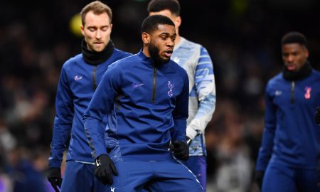Tanganga warms up before Liverpool clash