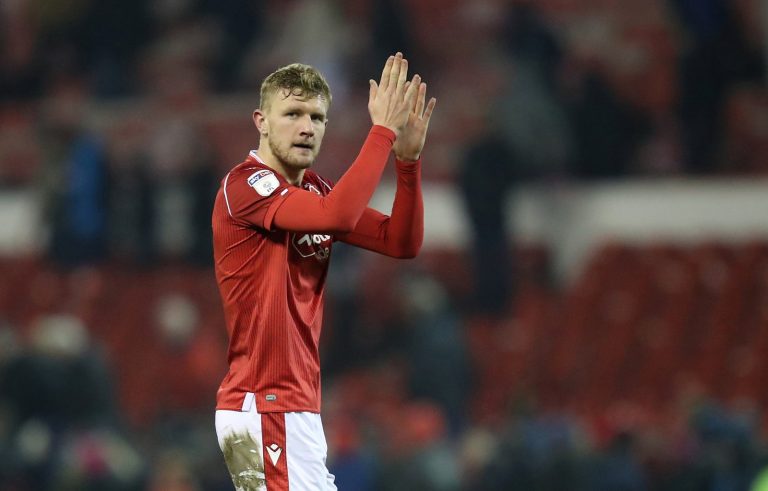 Joe Worrall applauds the Nottingham Forest fans