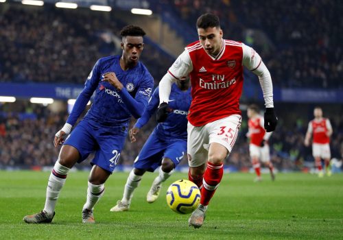 Martinelli in action vs Chelsea