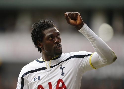 Emmanuel Adebayor celebrates
