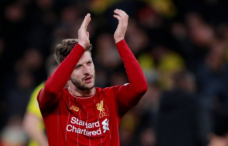 Adam Lallana applauds the Liverpool fans
