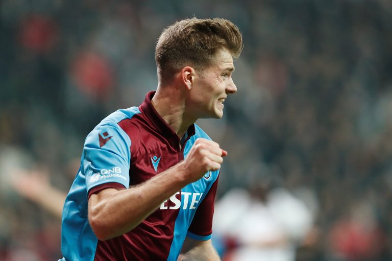 Trabzonspor's Alexander Sorloth celebrates scoring